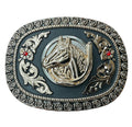 Horse Shoe Horse Head Ruby Belt Buckle