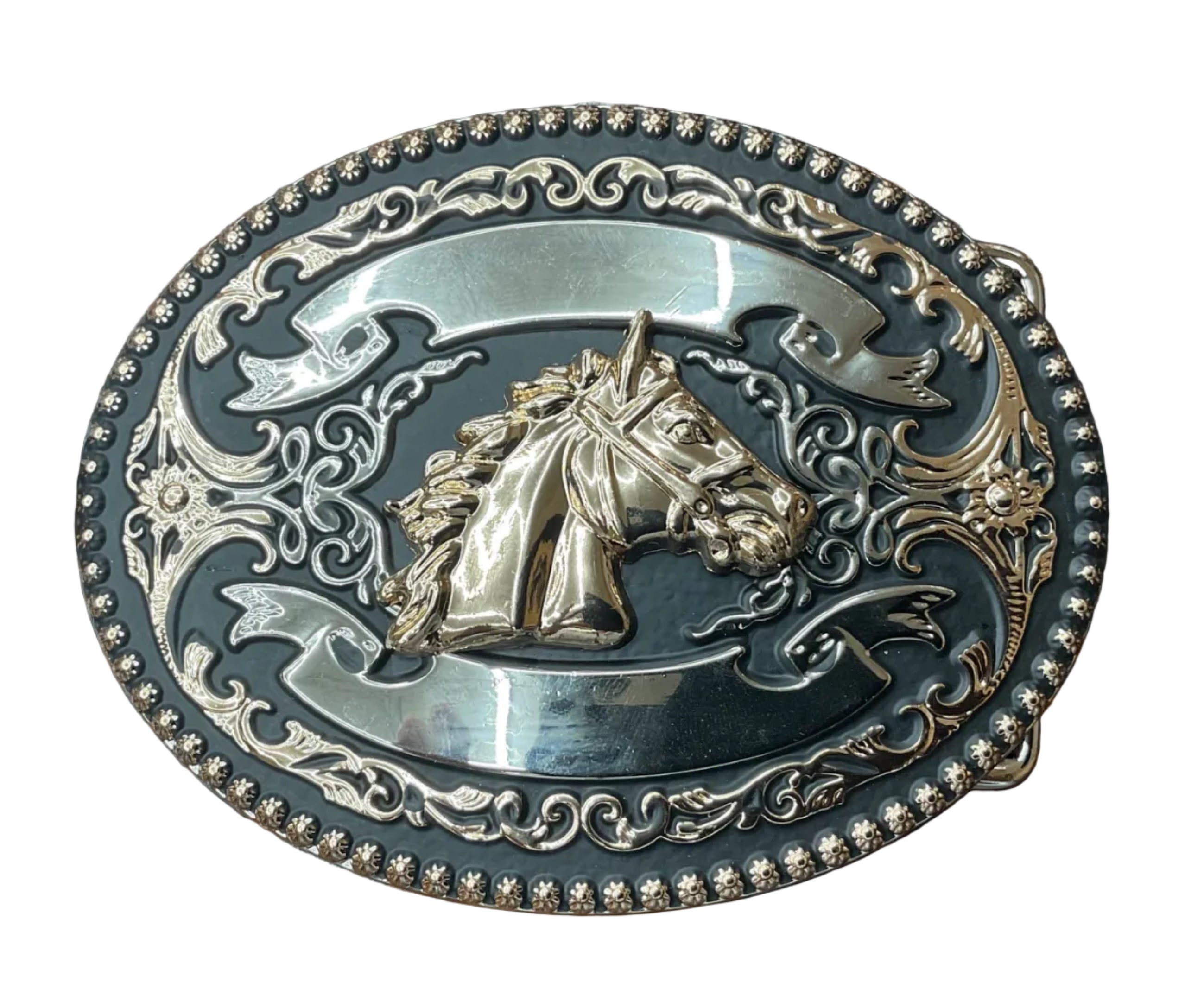 Oval Noble Stallion Belt Buckle