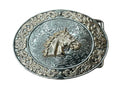Oval Flower Noble Stallion Belt Buckle
