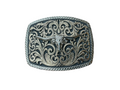 Intricate Scrollwork Longhorn Belt Buckle