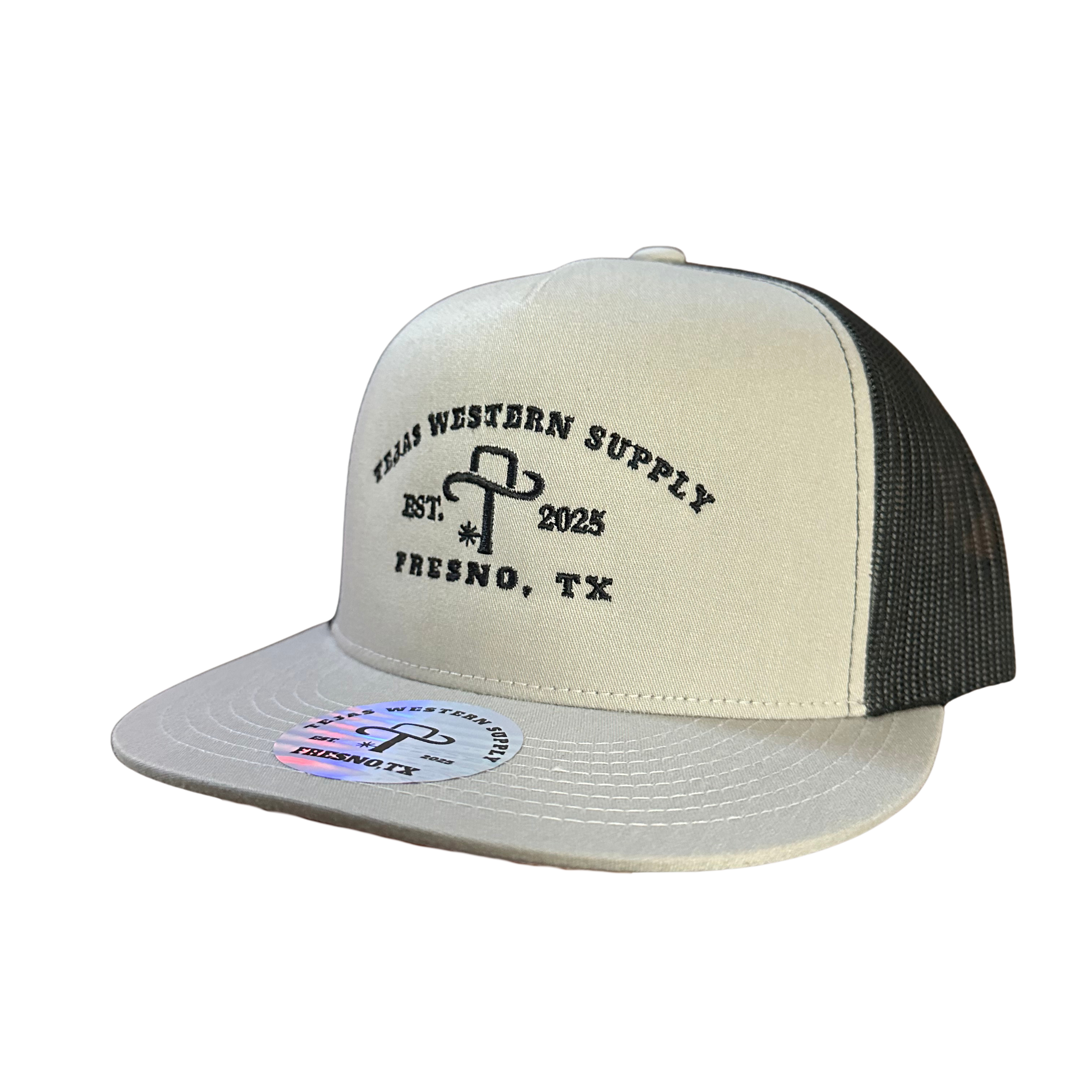 The Classic “Tejas Western Supply” Silver/Black Cap